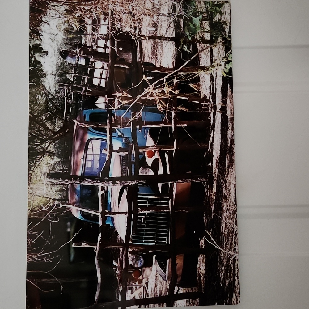 Vintage Blue Truck Photo On Metal